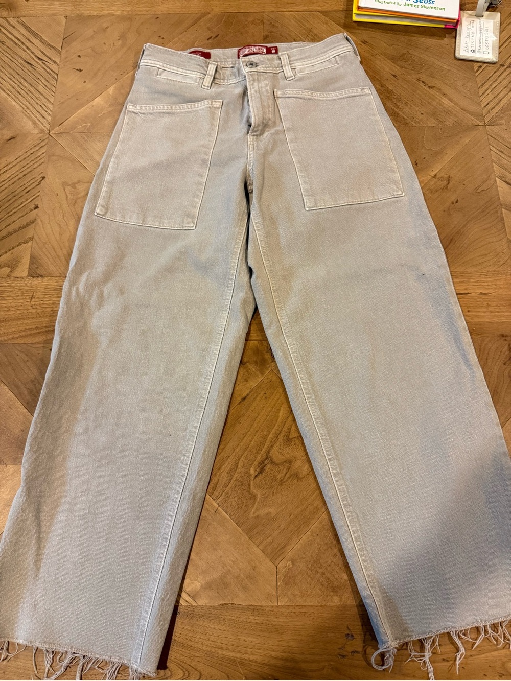 Lucky Brand High-Rise Wide-Leg Jeans in Light Beige
